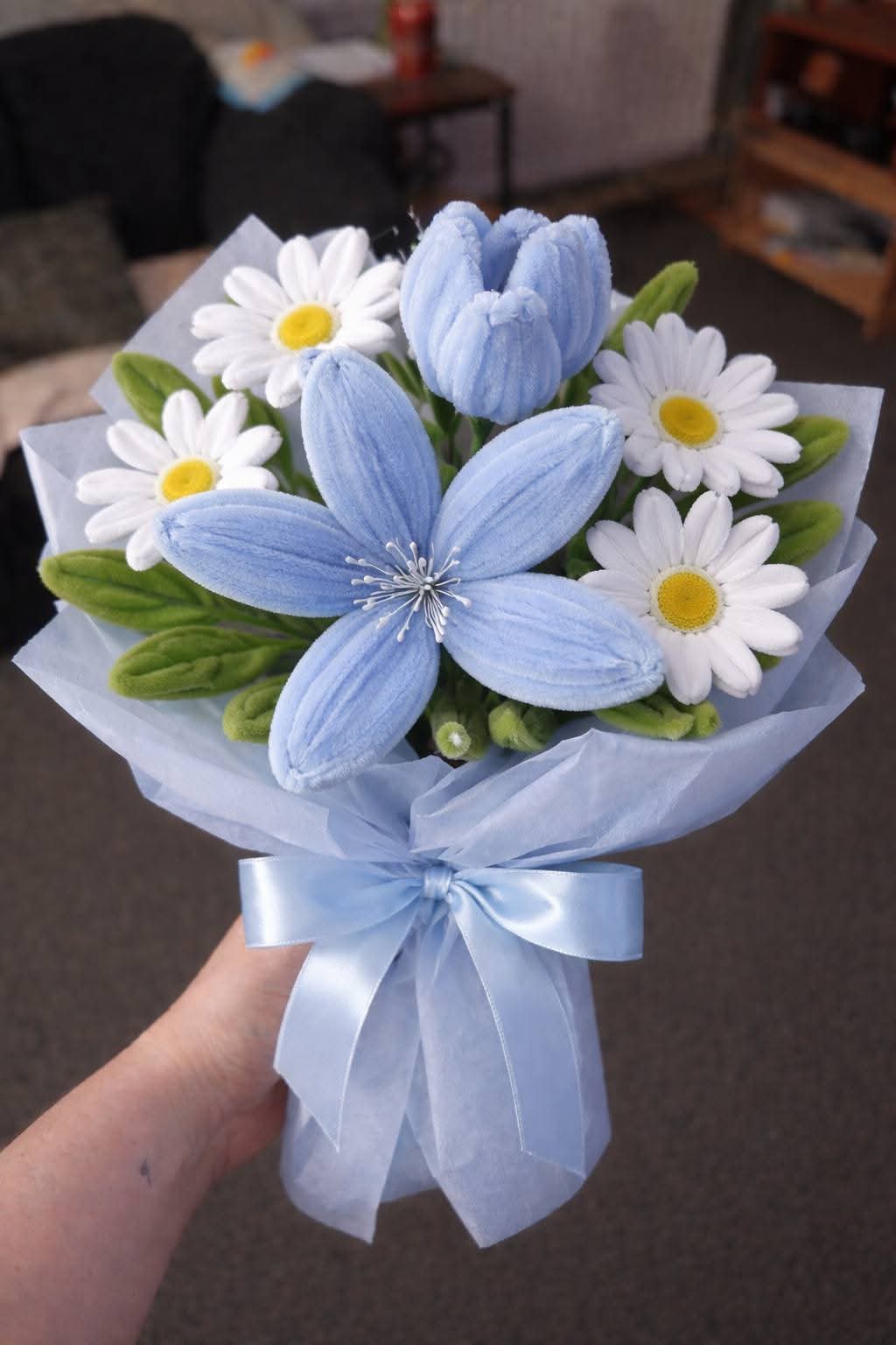 Blue Tulip & Daisy Bouquet